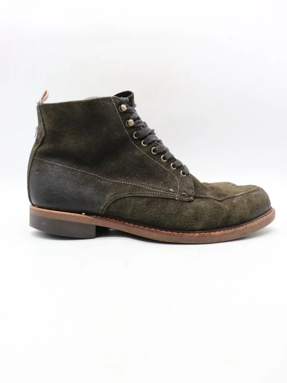 Rag & Bone Rowan Boot Men's Size 12 M Olive Green Suede Handmade USA Lace Up
